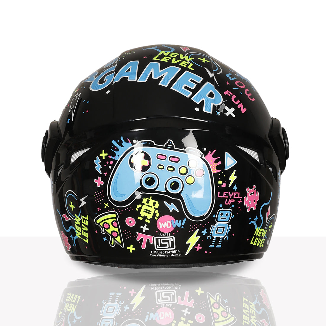 TVS Moto Jr. Kids Helmet |Fun Glow in the Dark Graphics | Lightweight ISI Certified ABS Shell| Removable Cheek Pads | Ideal Kids Bike Helmet for Cycle Scooter Daily Ride Comfort & Protection